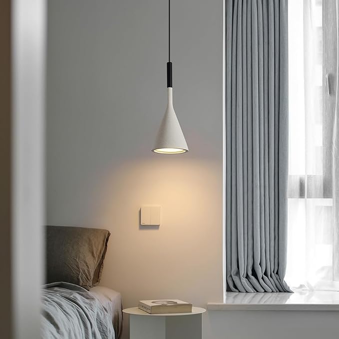 Farmhouse Grey Pendant Light Fixtures 1-Light Concrete Industrial Kitchen Island Pendant Lighting for Dining Room Bedroom Hallway Pendant Ceiling Lamp