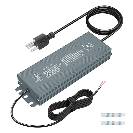 100W 110-240V to 12V 8.3A LED Driver - Extra Long 10.8FT 110V to 12V Converter with Plug - Constant Voltage Output - Waterproof for LED Light String