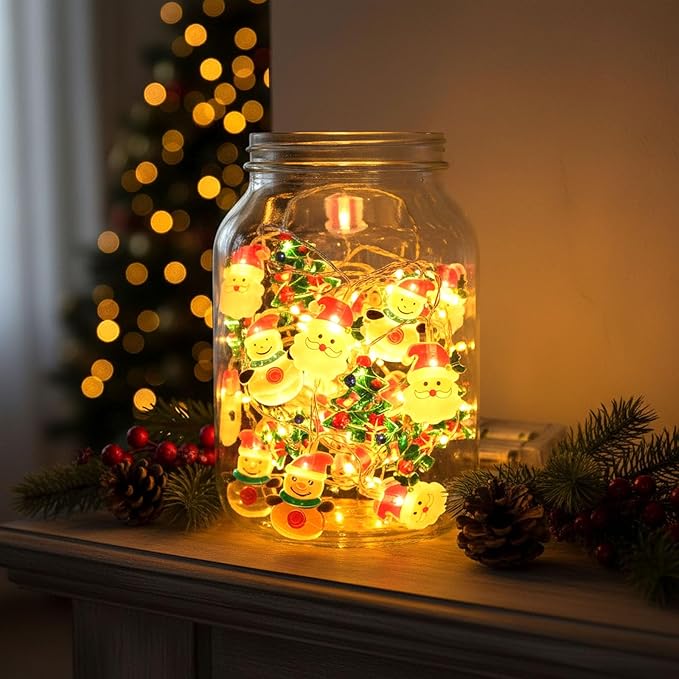 Christmas String Lights,10FT 20LED New Year Lights USB & Battery Operated (Not Included) 2026 Cute Christmas Fairy Lights,2 Flashing Modes for Christmas Tree Decor Indoor Outdoor,Home,Party,Wedding