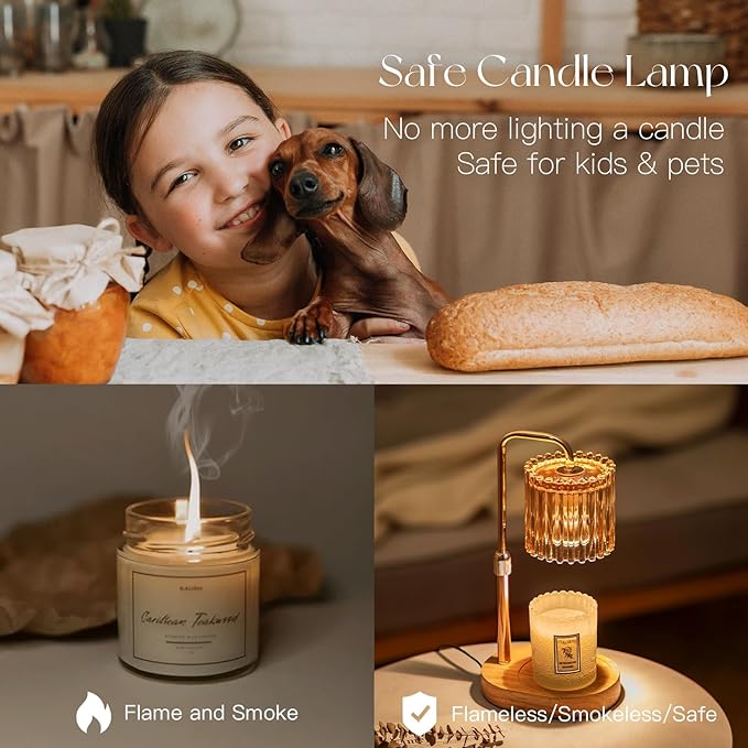 Candle Warmer Lamp with Timer: Gold Candle Warming Lamp Height Adjustable Wax Melt Warmer Dimmable Modern Farmhouse New Home Bedroom Decor Mothers Day Housewarming Gift for Women