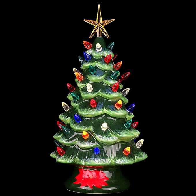WILLBOND 30 Pieces Ceramic Christmas Tree Replacement Lights Ornaments Ceramic Christmas Stars Tree Topper Plastic Star Replacement Light Decorations, 3 Colors