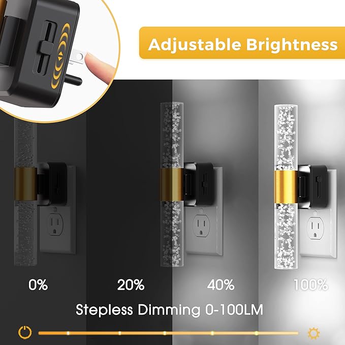 L LOHAS LED Bright Night Light, Night Lights Plug into Wall, 180° Rotating, Daylight White 5000K, Auto Light Sensor, Dimmable Nightlights for Bedroom Bathroom Hallway, 2 Pack