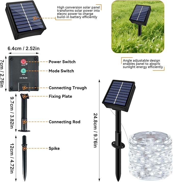 Solar String Lights Outdoor Waterproof 4 Pack Total 132ft 400LED 8 Modes Twinkle Lights Solar Fairy Lights for Patio, Garden Yard Party Wedding Tree Christmas Halloween Decoration, White