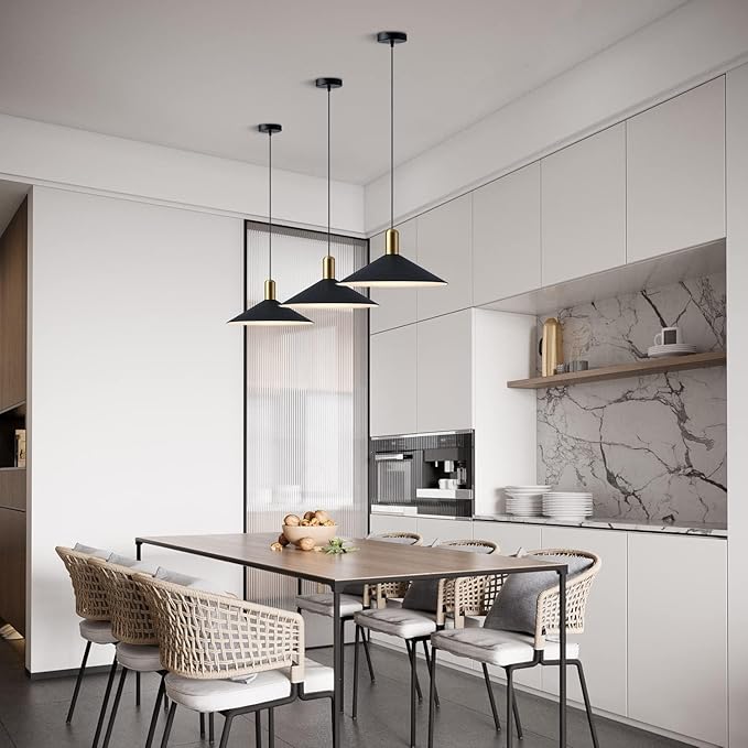 KCO Lighting Farmhouse Matte Black Barn Pendant Light 1-Light Mid Century Dome Pendant Lighting Industrial Cone Hanging Light Single Kitchen Island Light Fixture for Dining Room (Black)