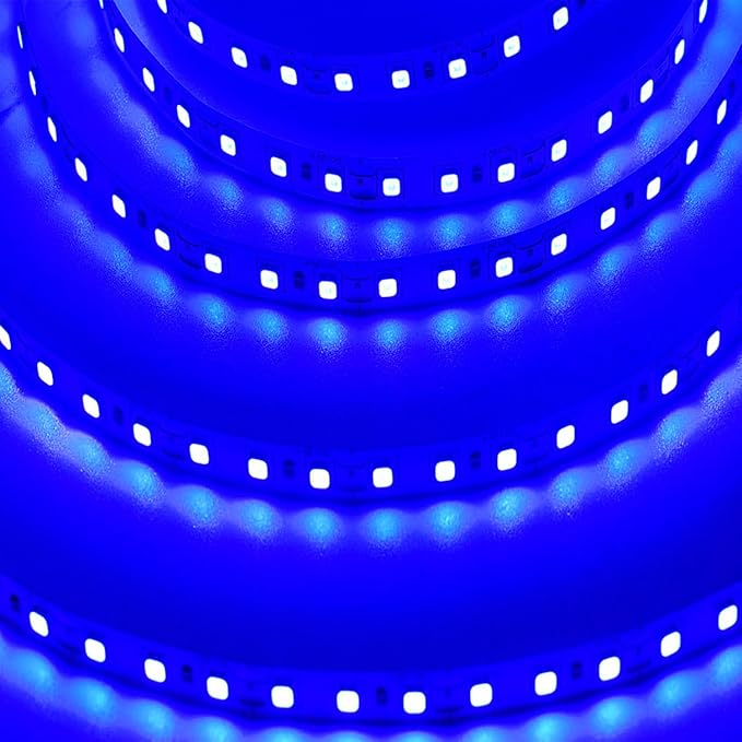 AC110-130V LED Strip Lights，Dimmable 10000LM 16.4ft/5m SMD 2835 600 LEDs Waterproof IP44 LED Lights Strip Ribbon, More Brightness Than Low Voltage LED Strip Lights (Blue)