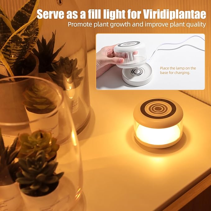 oneleaf Atmosphere Light Portable LED Night Light, Candle lamp, Three Lights with a Charging Base, Touch Switch Cordless Rechargeable Washroom,Stair,Bedroom,Camping