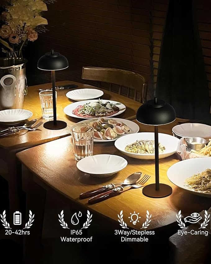 4 Pack Led Cordless Table Lamps Rechargeable,Table Lights Battery Operated-IP65 Waterproof-for Outdoor Patio/Restaurants/Home/Dinner/Table Lighting-Touch Control & Dimmable