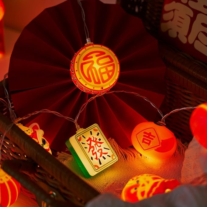 LOLStar Chinese New Year Decorations 2026, Lunar New Year String Lights 20 LED Window Lights Battery Operated (Not Included), Timer Function & 8 Flashing Modes, Spring Festival Lights for Home Decor
