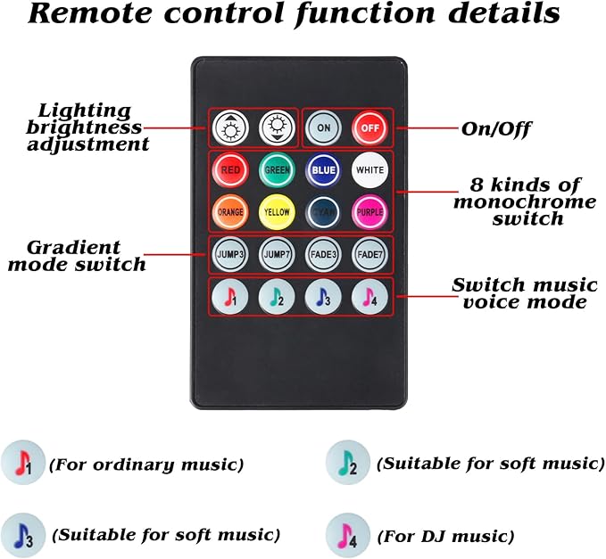 Led Interior Car Lights with Remote, Led Light RGB Rhythm Light Strip RGB Car Lights Music Rhythm car Lights (12V, 4 Lines,48 LEDs)