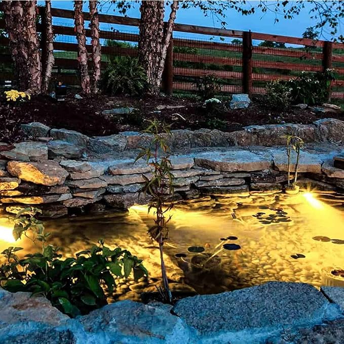 Pond Lights, Colored Fountain Lights with Timer, IP68 Waterproof Underwater LED Dimmable Outdoor Spotlights for Pond Fountain Waterfall Lawn Garden Landscape, 6 Lights Pack
