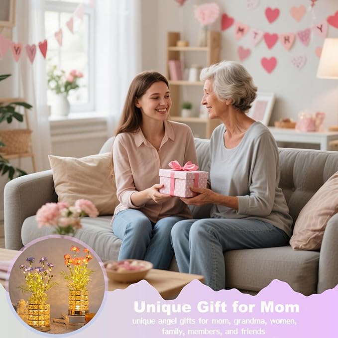 Cornflower Flower Lamp, Rechargeable Artificial Flower Table Lamp with 3 Color Temperature, Dimmable Touch Cordless Lamp for Bedroom Room Home Decor, Birthday Mother's Day Gift for Mom Grandma Women