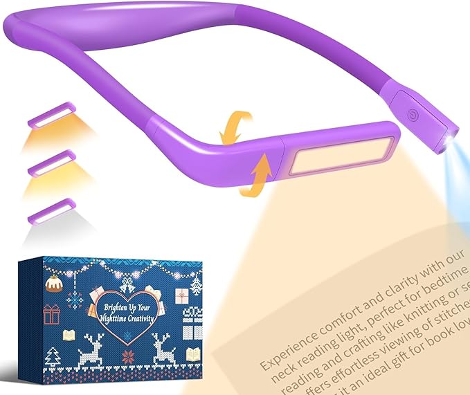 Mothers Day Gifts for Mom Wife: Neck Reading Lamp Purple Gifts for Women Book Lovers Knitting Crochet Accessories, Mother's Day Gifts for Grandma Nana Mothers Day Presents for Readers Sewing Supplies