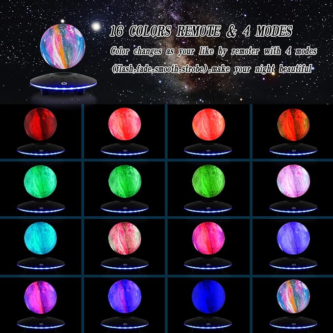 Floating Moon Lamp 16 Colors Remote Control Night Light Brightness Adjustable for Home Office Decor Desk Cool Tech Gadgets,Bedroom Unique Lamps for Friends