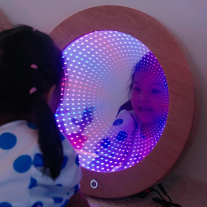 3D Circular Infinity Mirror with Mood Light, Multi Color Changing Tunnel Magical Lighting Ideal Gift for Kids - Perfect for Home Decor and Sensory Room