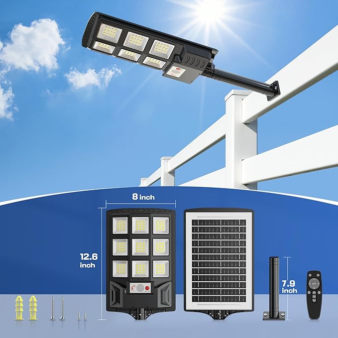 Sunwish Solar Street Light Outdoor, 6500K 5730LEDs Dusk to Dawn Solar Street Lights with Motion Sensor Remote Control, IP66 Waterproof Outdoor Flood Lights for Garden Yard Parking Lot (6PACK)