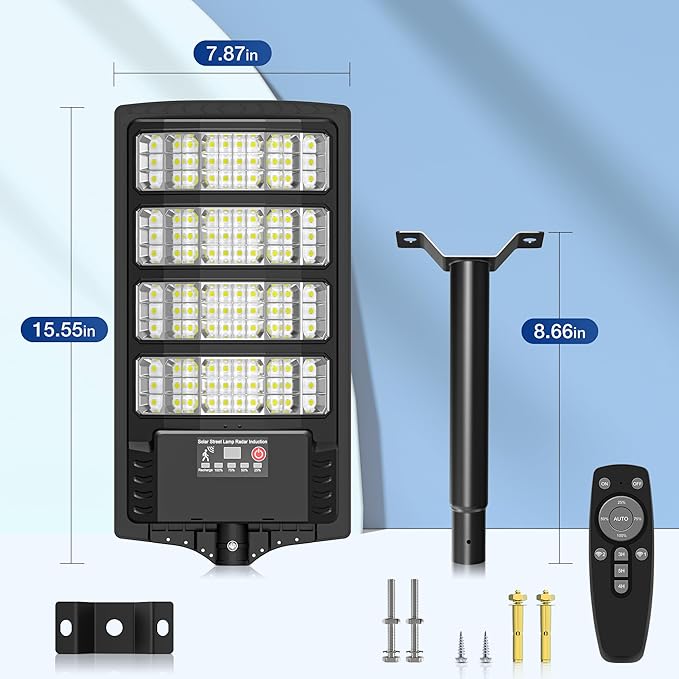 Solar Lights Outdoor - Super Brght Solar Street Lights Outdoor Dusk to Dawn with Motion Sensor and Remote Control, Wide Angle Commercial LED Street Light IP67 Waterproof(2 Pack)