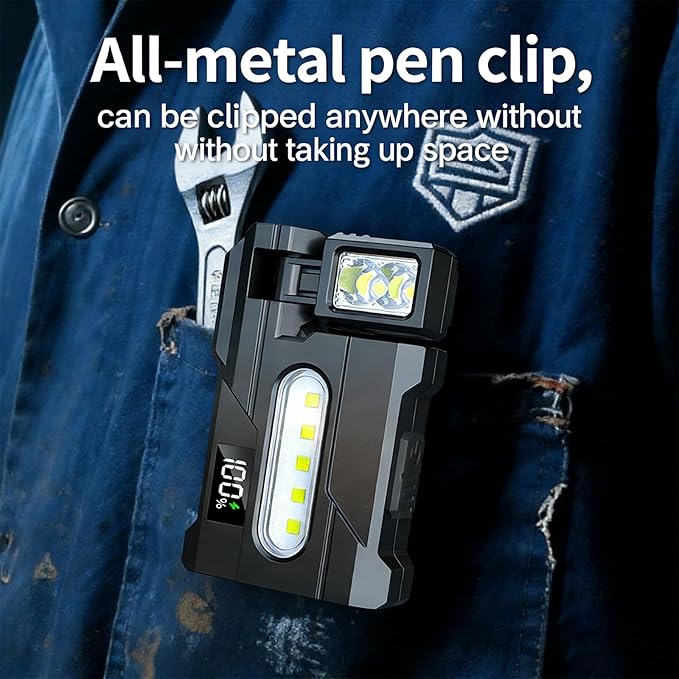 2pcs Work Light with Type C Quick Charging Ip68 Rotating Head for Auto Repair and Cave Exploration Double Head Flashlight