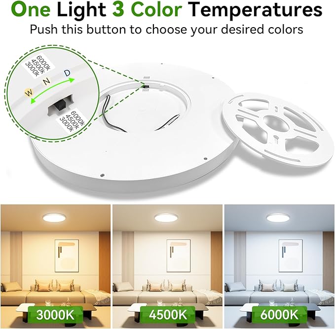 4Pack Led Ceiling Light, 42W 4500LM Ultra-Thin Surface Mount Light Fixtures, 15.8 Inch 3000K/4500K/6000K 3CCT Selectable Flush Mount Ceiling Light for Living Room, Bedroom, Kitchen…