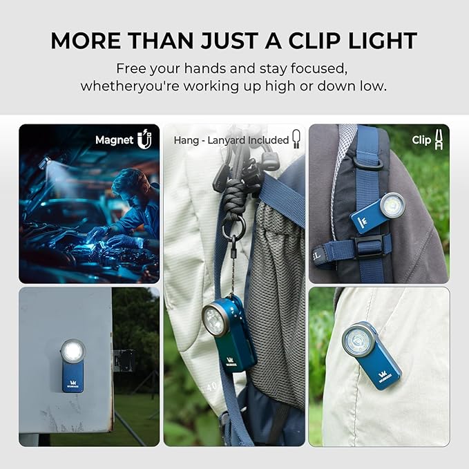 Wurkkos HD03 Rechargeable EDC Flashlight 680 High Lumen Clip Light, Small Flashlight Triple Light Source, 90 High CRI, IPX6 Waterproof, Magnetic Pocket Flashlight for Working Emergency Signal(Blue)