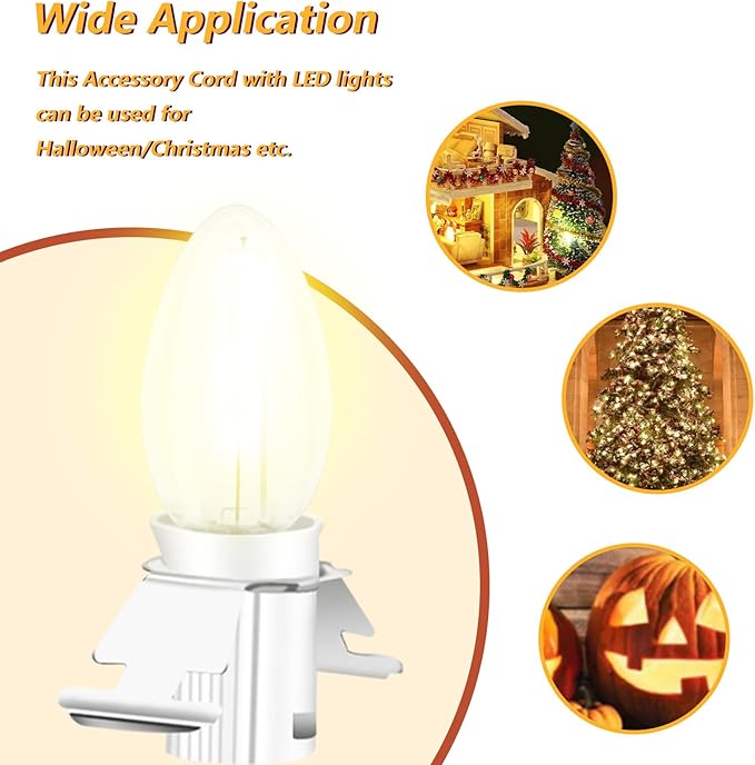 for Christmas Village Houses Craft Decoration LED Light Bulb C7 Cord Clip Lights Christmas Cabin Accessory Cord with 12 Bulb