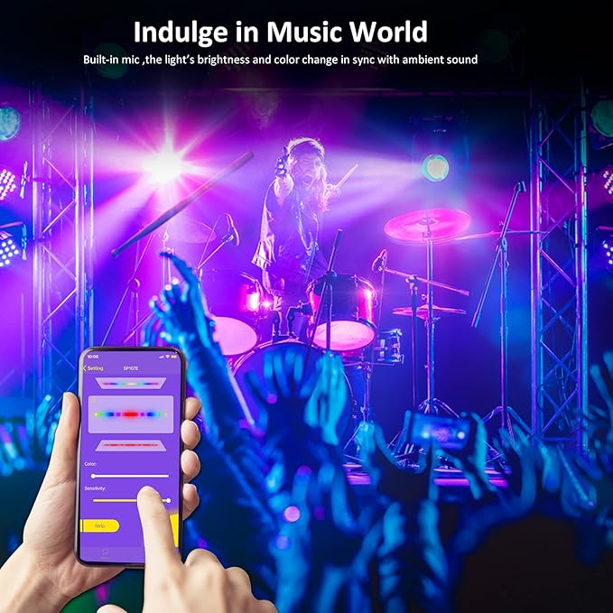 SP107e LED Controller, Music-Sync RGB Pixel Controller for WS2812b/Ws2811/SK6812 LED Strips & Screen Lighting, APP-Controlled Smart System with Real-Time Audio Effects