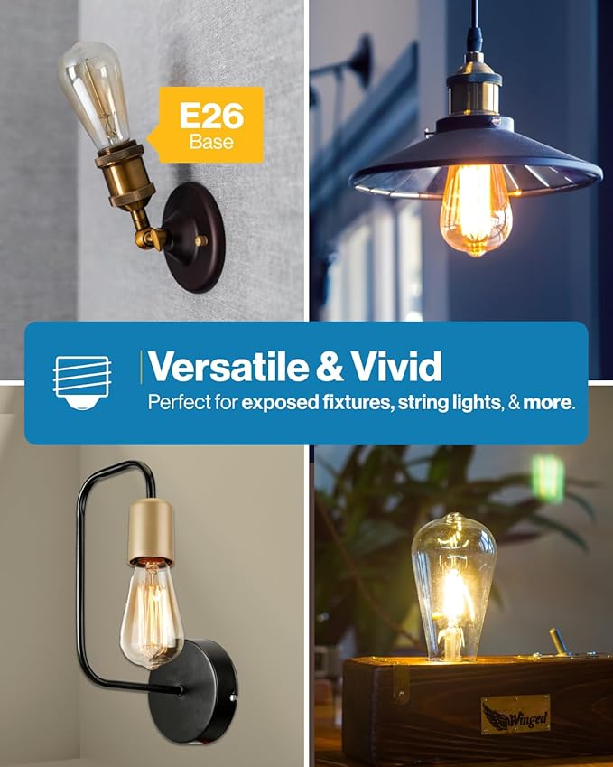 Sunco 50 Pack Edison Bulbs LED ST64, Clear Vintage Filament Waterproof Bulb, 800 LM, 8W (60W Equivalent), ST19, 6000K Daylight Deluxe, E26 Medium Base, Decorative Dimmable UL
