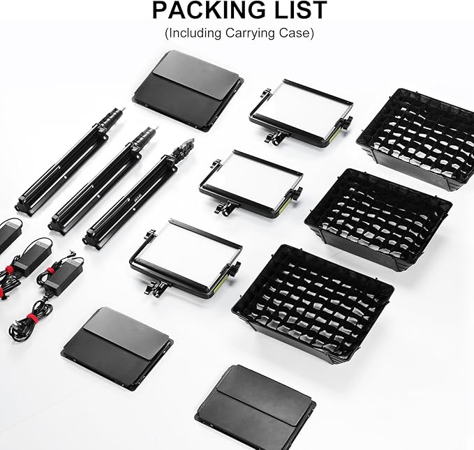 GVM RGB Photography Lighting Kits with 3 Softboxes, 880RS 60W Studio Lights with Bluetooth Control, 3 Packs Video Light with 18 Lighting Scenes, led Panel Lights for Video Recording, 8330lux/0.5M