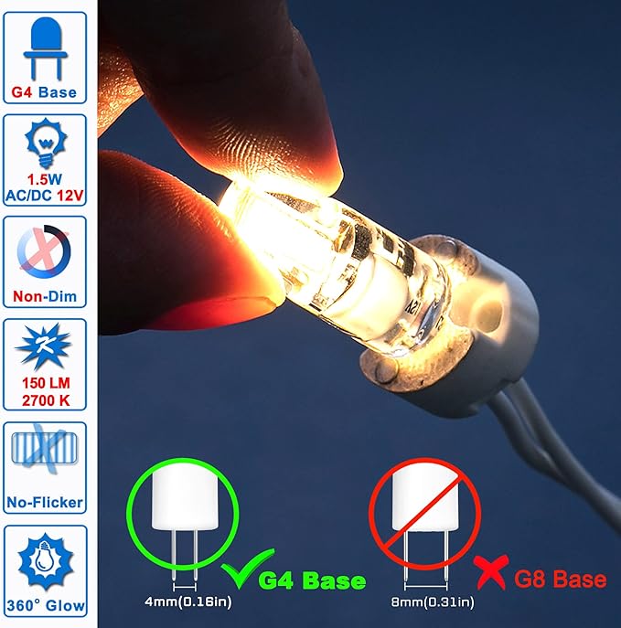 G4 LED Bulbs 10W-20W T3 Halogen 12V Landscape Replacement, JC Bi-Pin Base G4 1.5W AC/DC 12V for RV Under Cabinet Puck Light Chandeliers Track Outdoor Path Lighting,Warm White 2700K (10 Pack)