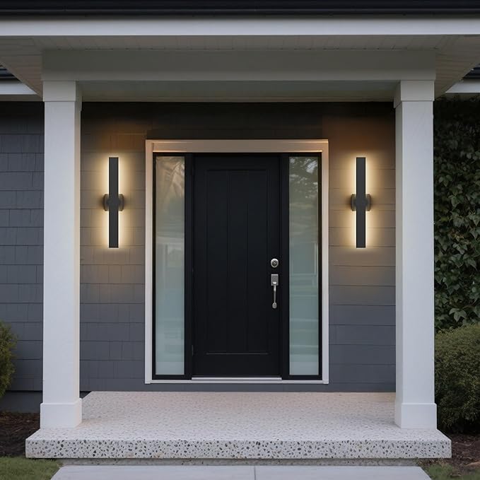 LamQee 23.6 In Aluminum Long Outdoor Wall Lights, 3000K 1303LM LED Waterproof IP65, Modern Exterior Lighting Fixture Linear Outdoor Sconce Wall Mount Outside Lighting for House Porch Patio Garage Door