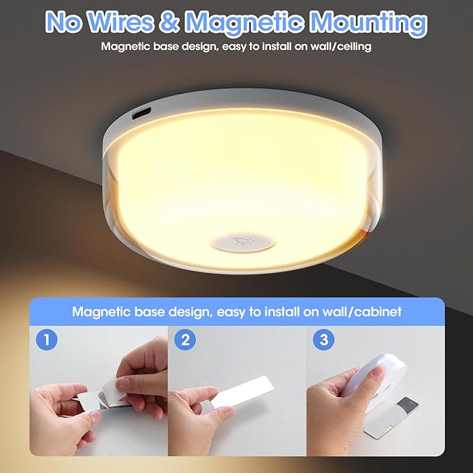 Rechargeable Shower Light No Wiring - 15 Color Changing Mood Light for Shower Bathroom Closet Bedroom Livingroom, 1 Pack
