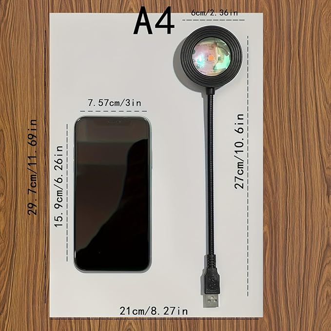 Sunset Ambient Projection Light, LED Multi-Color Night Light, 360° Adjustable, Multiple Mode Settings, Suitable for Photography/Selfies/Parties/Home/Living Room/Bedroom Decoration.