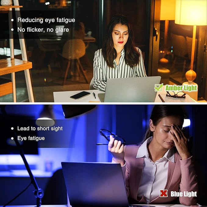 Neporal Amber Light Bulbs, 9W 60W Equivalent A19 Soft Light Bulb, Blue Light Blocking Warm Light Bulbs, 1800K Amber Night Light Bulb, Dim Bulb for Healthy Sleep and Baby Nursery Light (3)