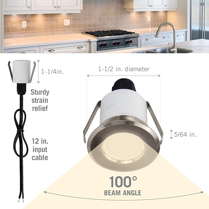Armacost Lighting 221125 Recessed Mini Integrated LED Puck Lights, Bright White (4000K) (Series 1)