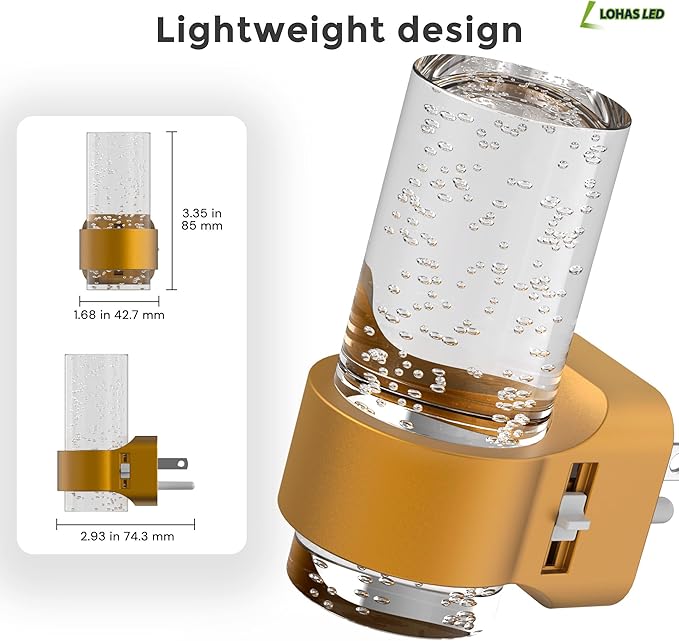 L LOHAS LED Night Lights Plug into Wall, 4 Pack Mini Dimmable Night Light with Dusk-to-Dawn, Soft White/Cool White/Amber 3 Light Color, 0-100LM Adjustable Brightness, Bubble Nightlight for Hallway