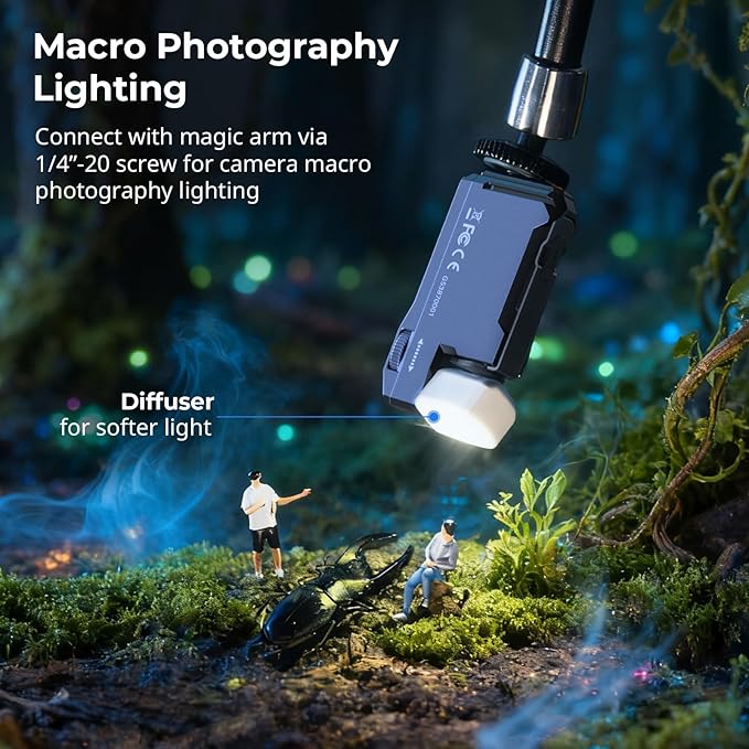 SMALLRIG Rechargeable Mini EDC Flashlight, 400 Lumens Magnetic Pocket-Sized LED Light, IP65 Waterproof, with 1/4”-20 Screw, Diffuser, Everyday Carry Flashlight for Camping, Signaling - 5710