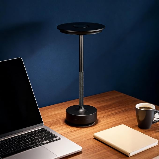 2-Pack Rechargeable Cordless Table Lamps – 5000mAh LED Touch Lamps with 3 Color Modes & Stepless Dimming – Metal Table Lights for Dining, Patio, Bedroom, Camping, Restaurant(Black)