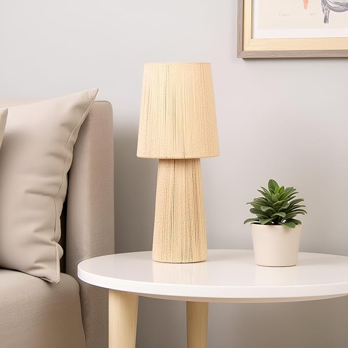 Cruiser’s Caché 16" Contemporary Rope Table Lamp, Natural Color. Complete with Lampshade