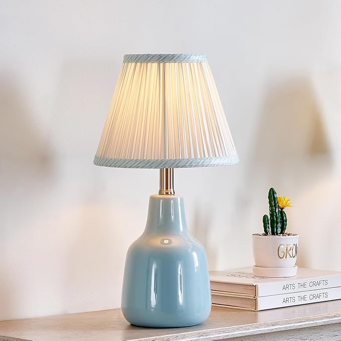 Uno Lamp Shade,Drum Pleated Lamp Shades 5" Top x 9" Bottom x 7" Slant Height,Barrel Small Replacement Lampshade (Uno Fitter), Fabric Lampshades Table lamp Shades Bottle Lamp Shade,1 Pack(Light Green)