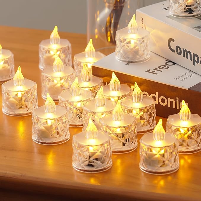 12PCS Flameless Candles, Battery Operated LED Tea Lights for Valentine‘s Day, Christmas, Wedding, Anniversary, Table Centerpiece Decor, Wishing