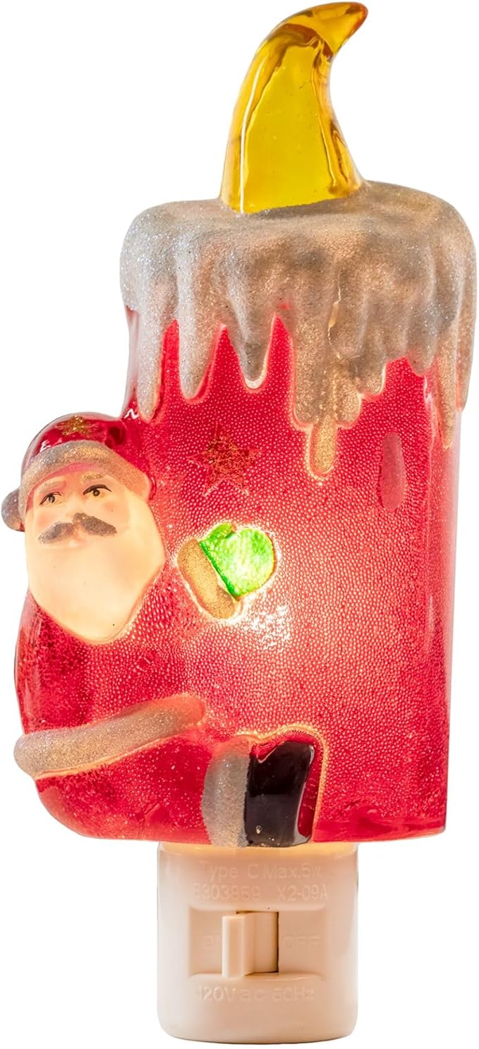 Novelty Lights LED Lamp Santa Claus with Candle Christmas Decoration Night Light with Swivel Plug