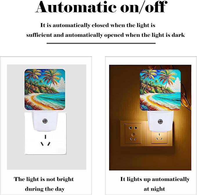 Seaside Town Night Light,Plug Into Wall Decor for Stairway,Hallway,Kitchen,Dusk to Dawn Sensor Nightlights for Boys/Girls/Women/Men Room Gifts