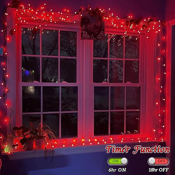 YEGUO 165ft 500 LED Christmas Lights Outdoor Waterproof, Red String Lights Indoor Plug in, 8 Modes Clear Wire for Christmas Holiday Home Tree Garden Patio Decor