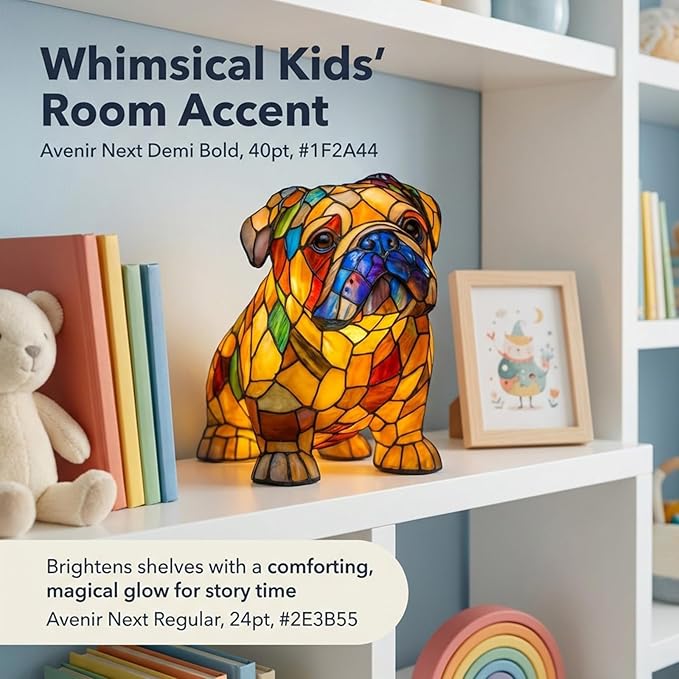 Rainbow Puppy Lamp Stained Glass Dog Night Light 3D Retro Stained Resin Rainbow Pup Lights Charge Powered Table Lamp Puppy Glow Lamps for Home Bedroom Desk (H)