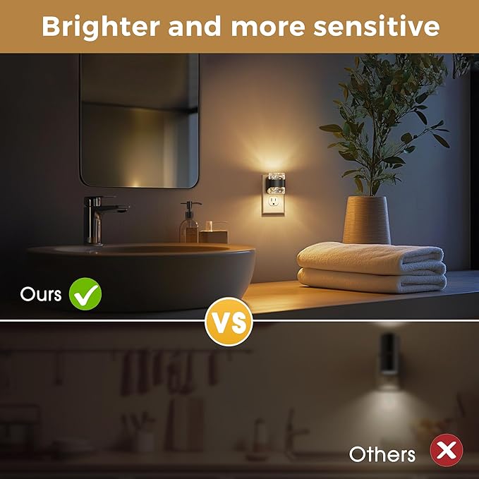 L LOHAS LED Night Light, 3000K Bubble Night Lights Plug into Wall, Acrylic Night Lights with Dusk-to-Dawn Sensor, Adjustable Brightness,Soft White Plug in Nightlights for Rooms Bathroom Hallway