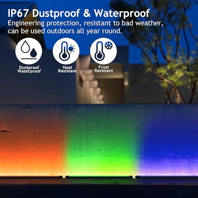 72W Outdoor Wall Washer Light, 48'' Dimmable Color Change RGB LED Wall Washer Light Bar,120V IP67 Waterproof LED Stage Light for Patio Church Landscape Yard Garden 2 Pack