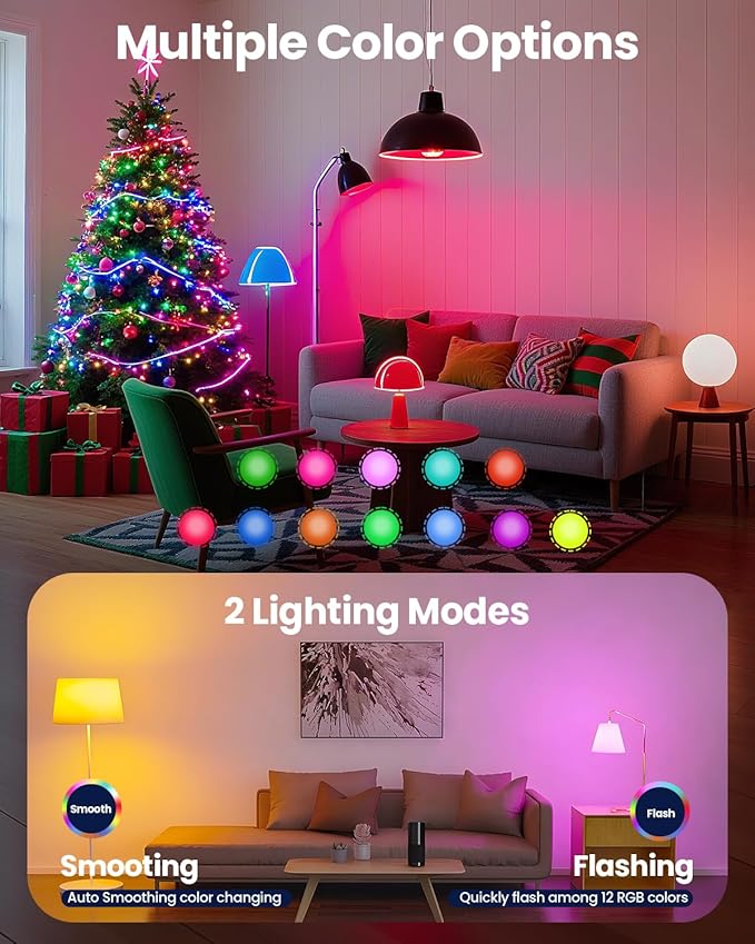 Rechargeable LED Light Bulb: Battery Powered Lights Bulb with Remote, 4000mAh E26 15 Color Modes Dimmable Night Lights with 3 Timer, Detachable Wireless Puck Light Bulb for Lamps/Wall Sconce, 2 Pack