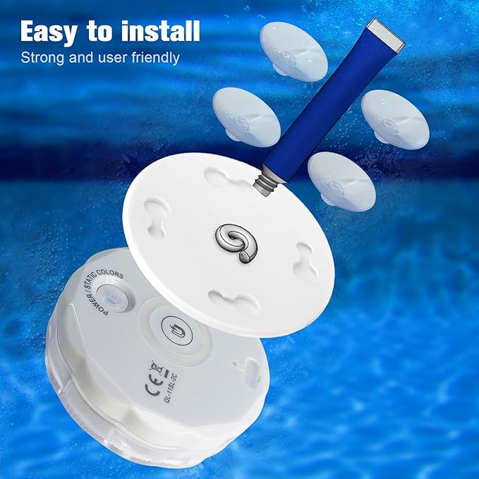 Pool Lights, Rechargeable Submersible LED Light with Strong Magnet Base, Suction Cups & Adhesive, RF Remote Aquarium Lights, Waterproof RGB Color Changing Underwater Lamp with Timing,1Pack
