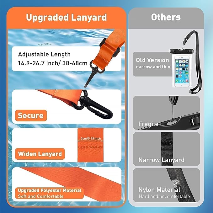 Marine IP68 Waterproof Phone Pouch, Floating Waterproof Dry Bag Compatible for iPhone 17 16 15 14 13Pro Max Plus Up to 7",Cellphone Cruise Essentials Must Haves, 1 Pack- Black/Hi-Vis Orange