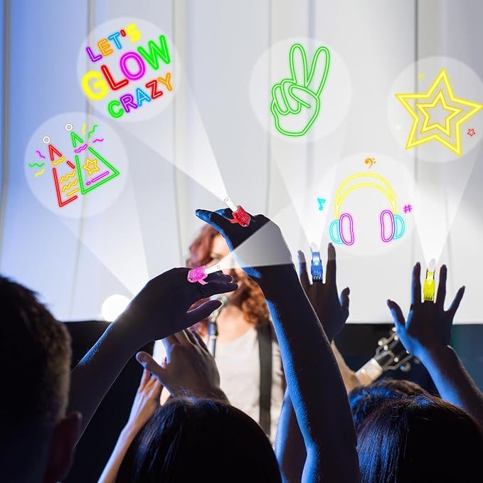 36Pcs Neon Happy Birthday LED Finger Lights Party Favors Glow in the Dark Light Up Finger Lights Neon Themed Toys Bulk for Kids Party Goodie Bag Stuffer Birthday Gifts Classroom Prize
