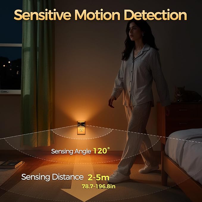 DORESshop LED Night Light[4 Pack], Night Lights Plug into Wall, 3 Mode Plug in Night Light with Motion Sensor, Dusk to Dawn Sensor, Nightlights for Adults, Bedroom, Bathroom, Hallway, Amber
